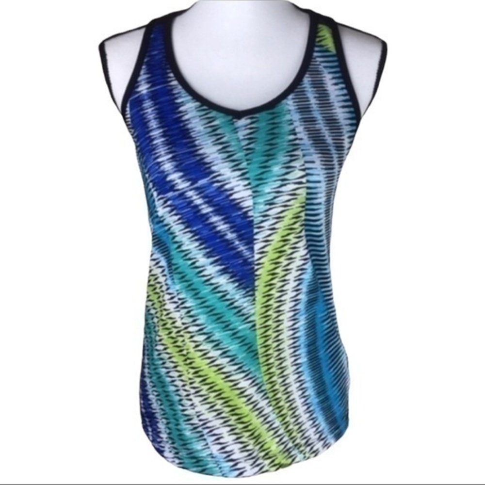 Xersion Racerback Tank Top Athletic Fitness‎ Sleeveless Multicolor Print